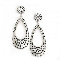Samuel B. Sterling Silver Dot Design Open Pear Shape Drop Earrings