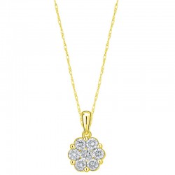 10KY 1/2ctw Diamond Cluster Flower Pendant