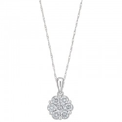 10KW 1/10ctw Diamond Cluster Flower Pendant
