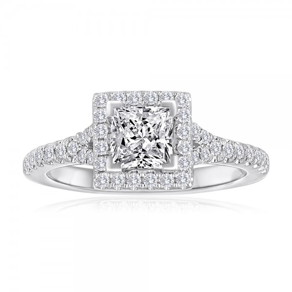 White Gold Halo Semi Mount