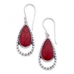 Samuel B. Sterling Silver Pear Shape Coral Drop Earrings