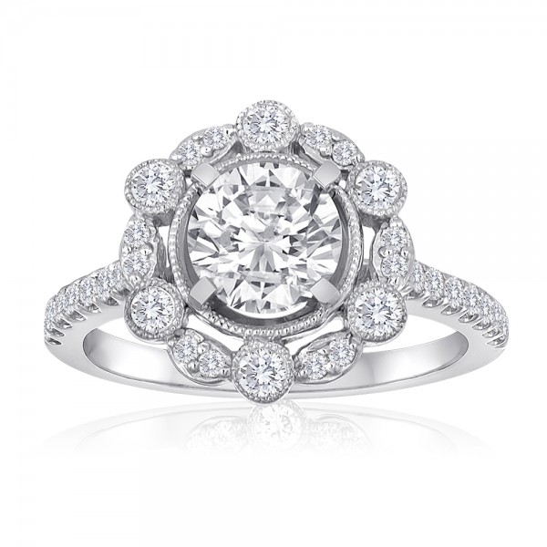 White Gold Halo Semi Mount