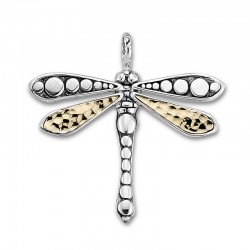 Samuel B. Sterling Silver/18KY Hammered Gold Dragonfly Pendant