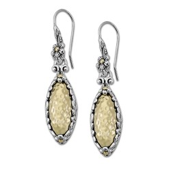Samuel B. Sterling Silver/18KY Hammered Floral Detail Earrings
