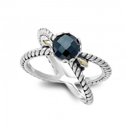 Samuel B. Sterling Silver/18KY Birthstone Ring - Black Spinel