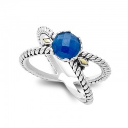 Samuel B. Sterling Silver/18KY Birthstone Ring - Blue Sapphire