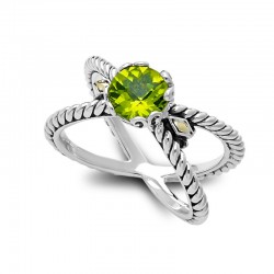 Samuel B. Sterling Silver/18KY Birthstone Ring - Peridot