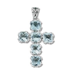 Samuel B. Sterling Silver Blue Topaz Cross Pendant
