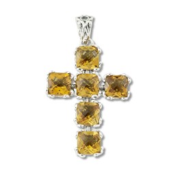 Samuel B. Sterling Silver Citrine Cross Pendant