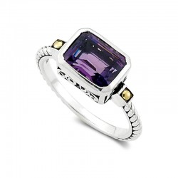 Samuel B. Sterling Silver/18KY Amethyst Ring