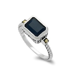 Samuel B. Sterling Silver/18KY Blue Sapphire Ring