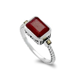 Samuel B. Sterling Silver/18KY Ruby Ring