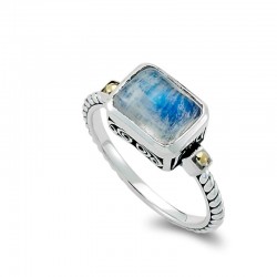 Samuel B. Sterling Silver/18KY Rainbow Moonstone Ring