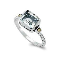 Samuel B. Sterling Silver/18KY White Topaz Ring