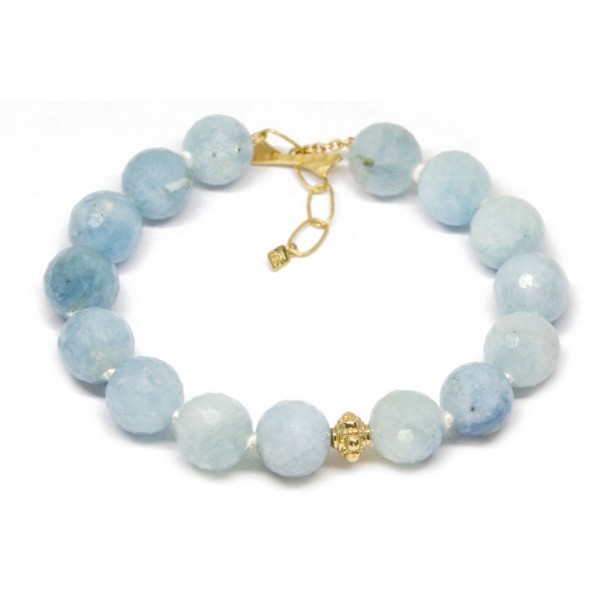 Lotus Aquamarine 18KY Bracelet
