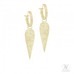 Angel Wings 30mm Diamond 18KY Earring Charms (Charms only)
