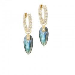 Angel Wings 15mm Labradorite 18KY Earring Charms (Charms only)