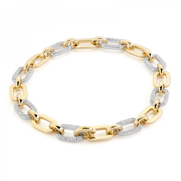 14KY&W Diamond Chain Link Bracelet