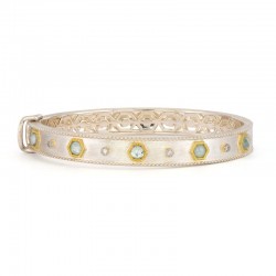 SS/18KY Provence Hexagon & Diamond Station Bracelet