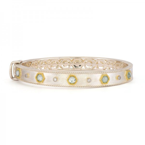 SS/18KY Provence Hexagon & Diamond Station Bracelet