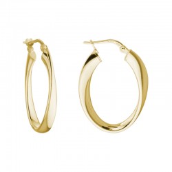 SS/YGP Oval Twisted Hoop Earrings