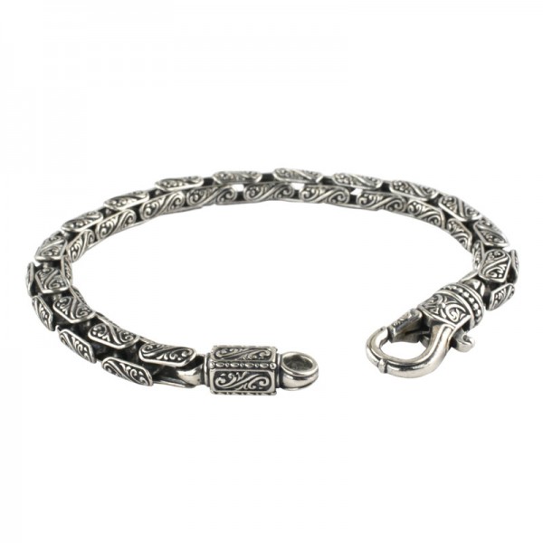 Sterling Silver Scroll oval link bracelet
