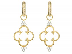 18KY Simple Clover Diamond Trio Earring Charms