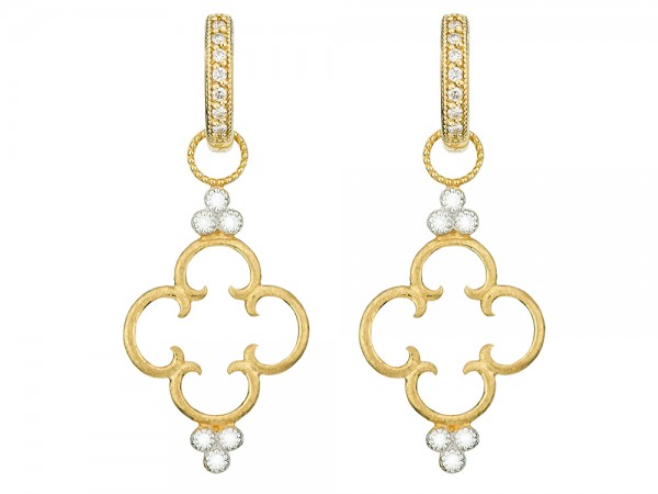 18KY Simple Clover Diamond Trio Earring Charms