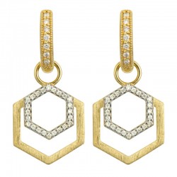18KY Open Hexagon Charm Diamond Earrings