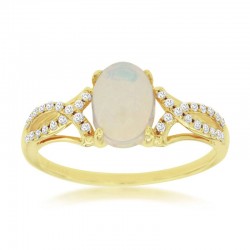 14KY Opal & Diamond Ring