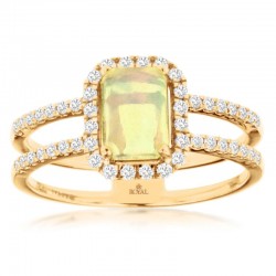 14KY Opal & Diamond Ring