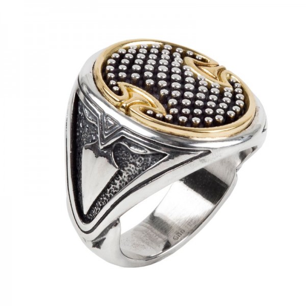 Men's  Silver & 18KY Gold Ring, Size 10