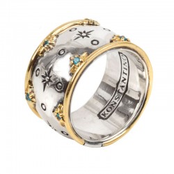 Women's Astria Collection Sterling/18K Band with Blue Spinel