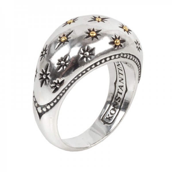 Women's  Astria Collection Silver & 18KY Golden Constellation Ring, Size 7