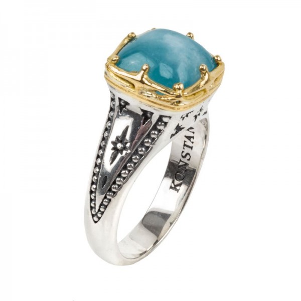 Women's  Astria Collection Silver & 18KY Gold Aurora Petite Aquamarine Ring, Size 7