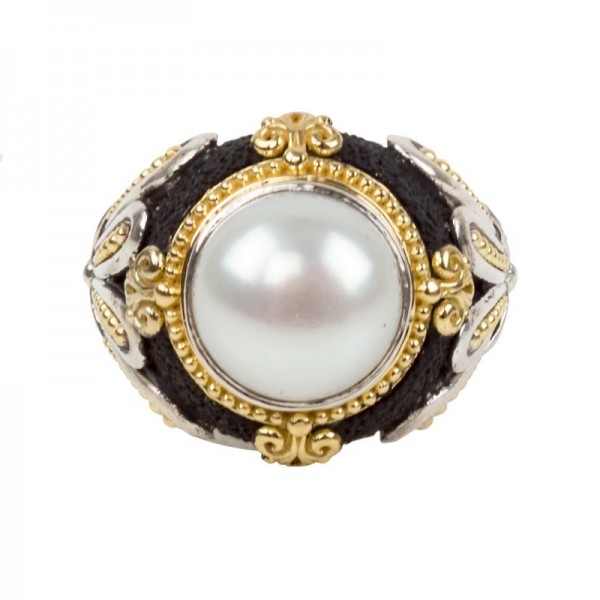 Sterling Silver & 18K Yellow Gold Pearl Ring