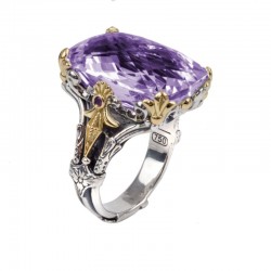 Sterling Silver & 18K Yellow Gold Amethyst Quartz Ring