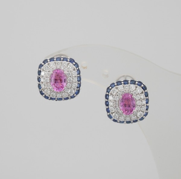 14K White Gold Sapphire and Diamond Earrings