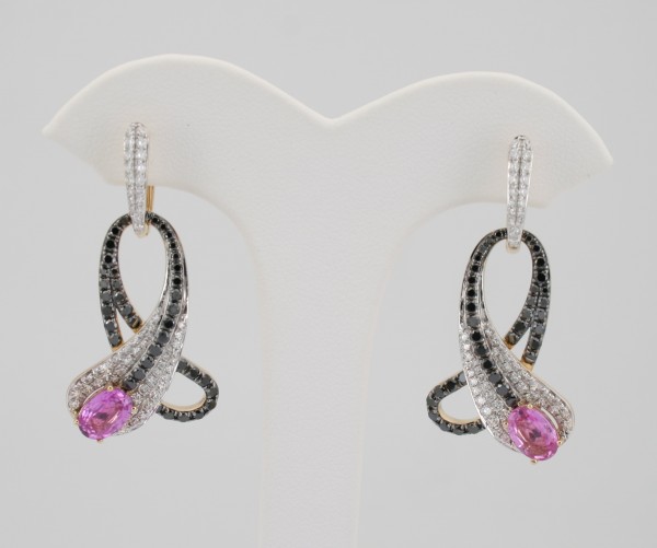 14K Yellow Gold Sapphire and Diamond Drop Earrings