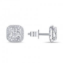Luvente Square Halo Diamond Earrings