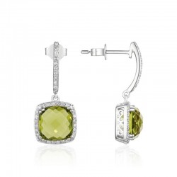 Luvente Peridot & Diamond Halo Earrings