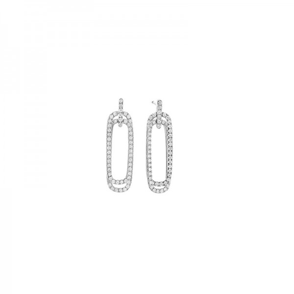 14KW Rectangle Diamond Drop Earrings