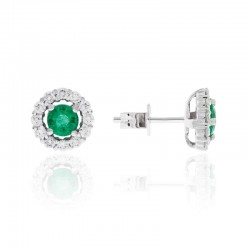 Luvente Emerald & Diamond Stud Earrings