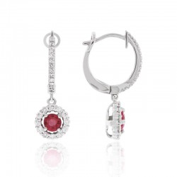 Luvente Ruby & Diamond Dangle Earrings