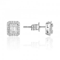 Luvente Diamond Halo Cluster Earrings