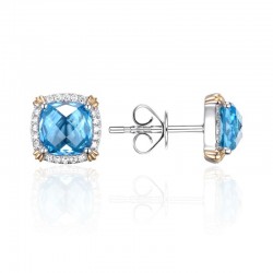 Luvente Blue Topaz & Diamond Earrings