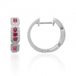 Luvente Ruby & Diamond Small Hoop Earrings