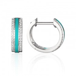 Luvente Diamond & Turquoise Enamel Huggie Earrings