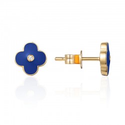Luvente Navy Enamel Flower Earrings