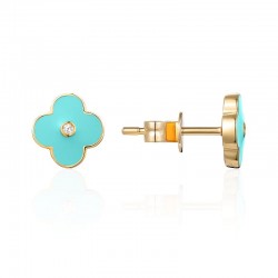 Luvente Turquoise Enamel Flower Earrings